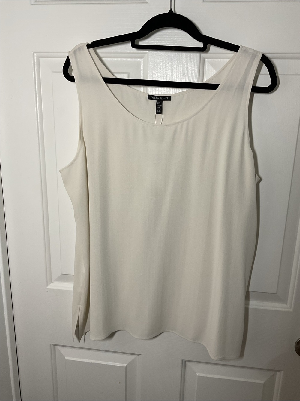 Eileen Fisher 100% Silk Georgette Crepe Shell Tank Top Bone Ivory XL NWT Washabl - Picture 5 of 9